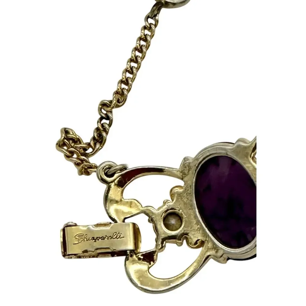 Schiaparelli Vintage Purple Cobachon Rare Bracelet and Earrings Set As Is - Picture 9 of 16